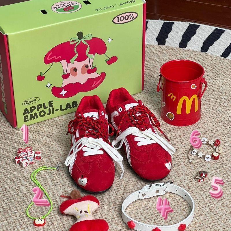 Red Apple Shoes Spring Versatile New Year Shoes Platform Shoes Ultra Light Casual Thin Soles Red Racing Shoes