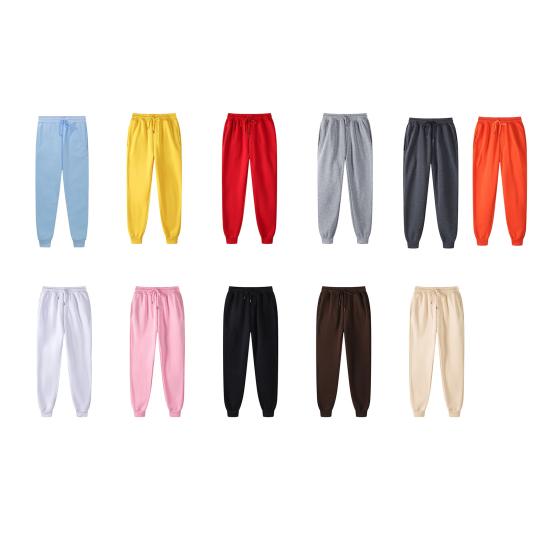 Damen Sporthose mit Kordelzug, elastischer Bund, lockere Jogginghose mit Knöchelband und Taschen, einfarbig, Jogginghose, Laufhose, Freizeithose