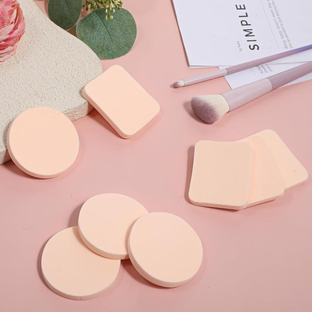20 Pcs Makeup Sponges, Round and Square Foam Pad Applicator Facial Cosmetic Powder Puff Foundation Blender for All Skin Types, Dry and Wet Dual Use
