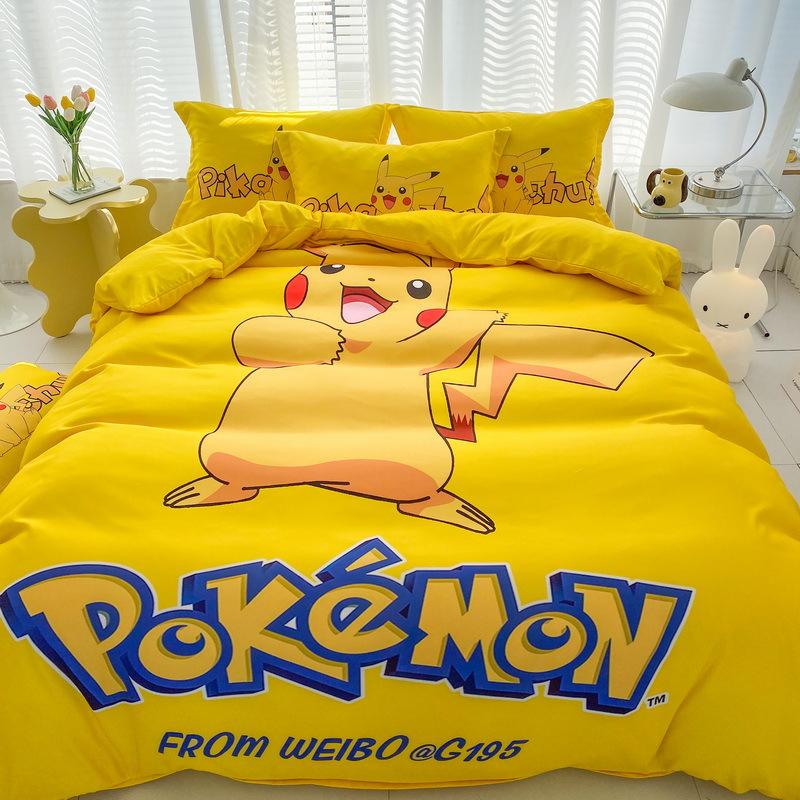 2025 New Cute Pikachu Bedding SetAnime P-Pokemon Quilt Duvet Pillowcase Children Duvet Cover Girls Boys Holiday Gifts