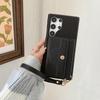 For Samsung Galaxy S25 Ultra Case Mirror Design PU Leather Back Cover with Card Slots,Wrist Strap