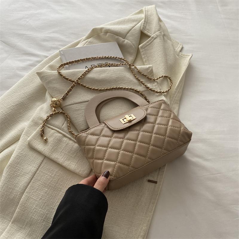 Filo per ricamo a rombi borsa a mano con chiusura alla moda borsa a spalla messenger versatile nuova per la primavera borsa da donna