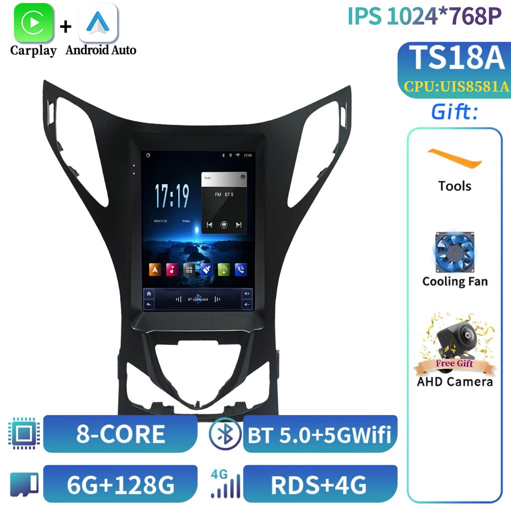 9.7" Android 14 For Hyundai Azera 2011-2012 Car Radio Multimedia Central  Navigation 4G GPS Carplay Android Auto Carplay Screen