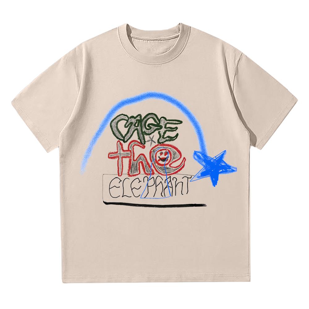 Cage The Elephant Doodle T-Shirt Cage The Elephant Band Printed Short Sleeve Tees Fashion Female Clothes Cotton Soft Top Unisex