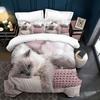 Cute Cat Duvet Cover 3D Cat Pattern 3-piece Set for Children and Adults, Bedding Set with Zipper, 2 Pillowcases, Ultra-fine Fibe