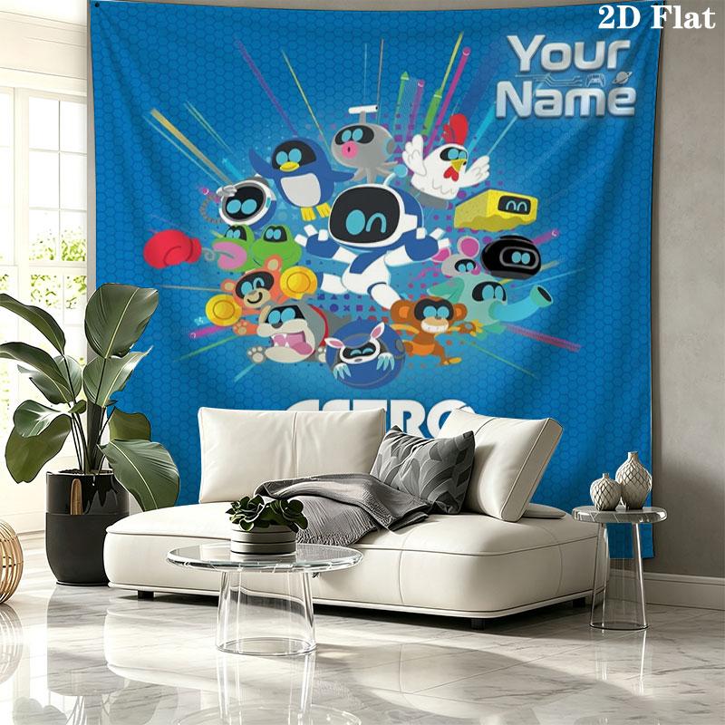 ASTRO BOT Custom Name Wall Tapestry Aesthetic Wall Hanging Printed Fabric Blanket Decorative Tapestries for Bedroom Living Room Home Decor