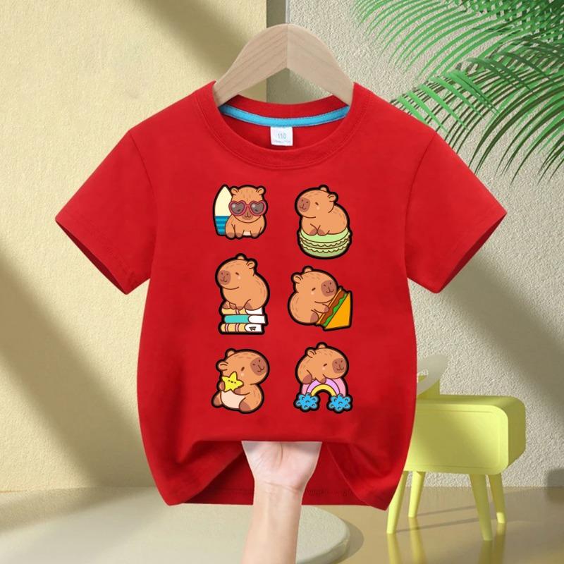 

Cute Capybara Children s T-shirt Love Bubble Balloon Print Summer Children s Cotton Short-sleeved Casual Tops Boys Girls Birthda 150cm