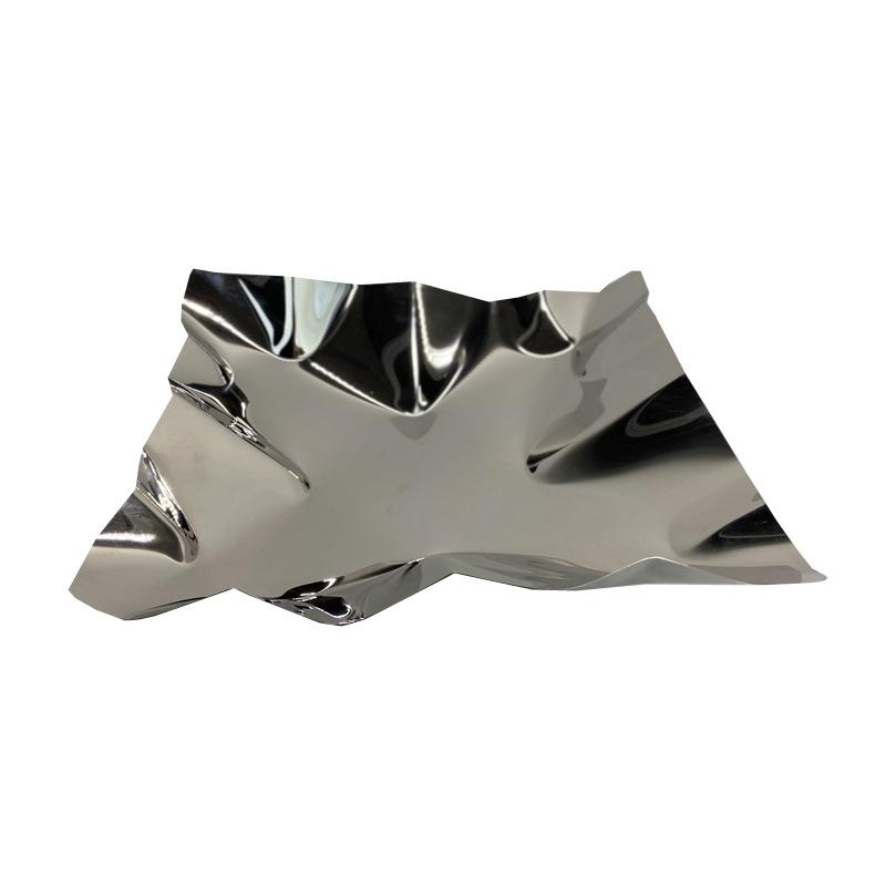 Folding Art Stainless Steel Storage Tray, Metal Irregular Square Fruit Tray, Scandinavian Style Dining Table Decoration