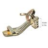 Large Size Women's Thick Heel High Heel One-word Buckle Sandals Summer New Gold Women's Shoes