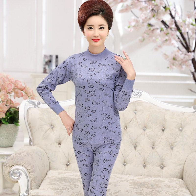 

Женский хлопковый теплый комплект термобелья большого размера - Осенний бабушкин стиль 4XL (165-185 jin)