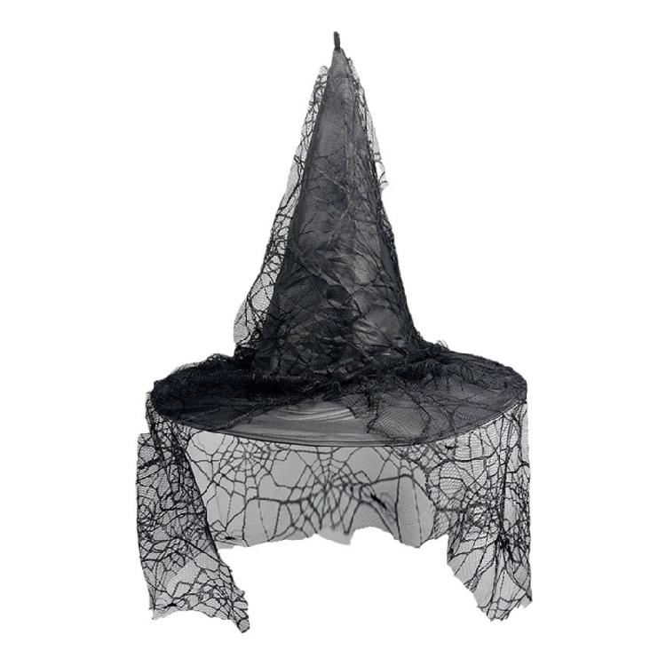 Halloween Cobweb Witch Hat Unique Veil Tulle Wizard Retro Costume Cosplay