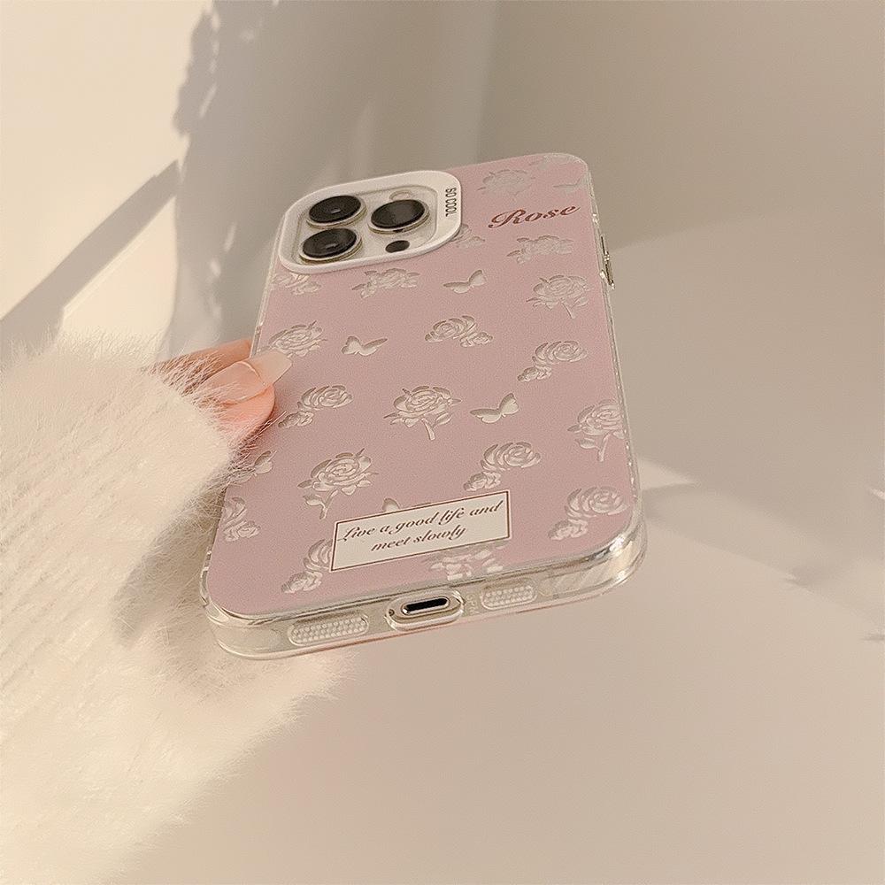 Super Fairy Ins Pink Rose iPhone 16 Case Suitable for 17 Pro Max, 12, Apple 13, Laser 11, Anti-drop