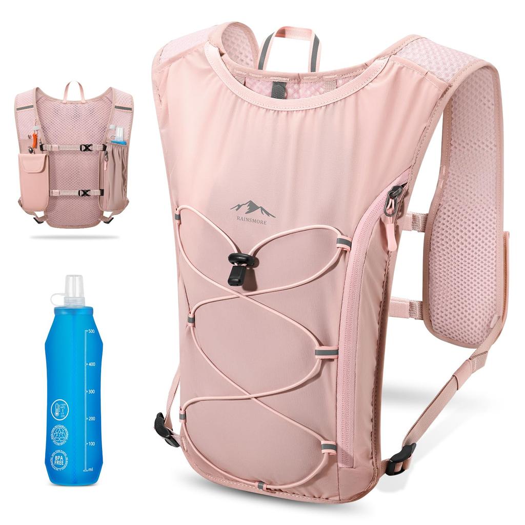 RAINSMORE Running Perfect for Trail Outdoor Reflective Pink Backpack, Ultra-Lightweight, Marathons, Cycling, Running, Hydration, Sports, Cycling,