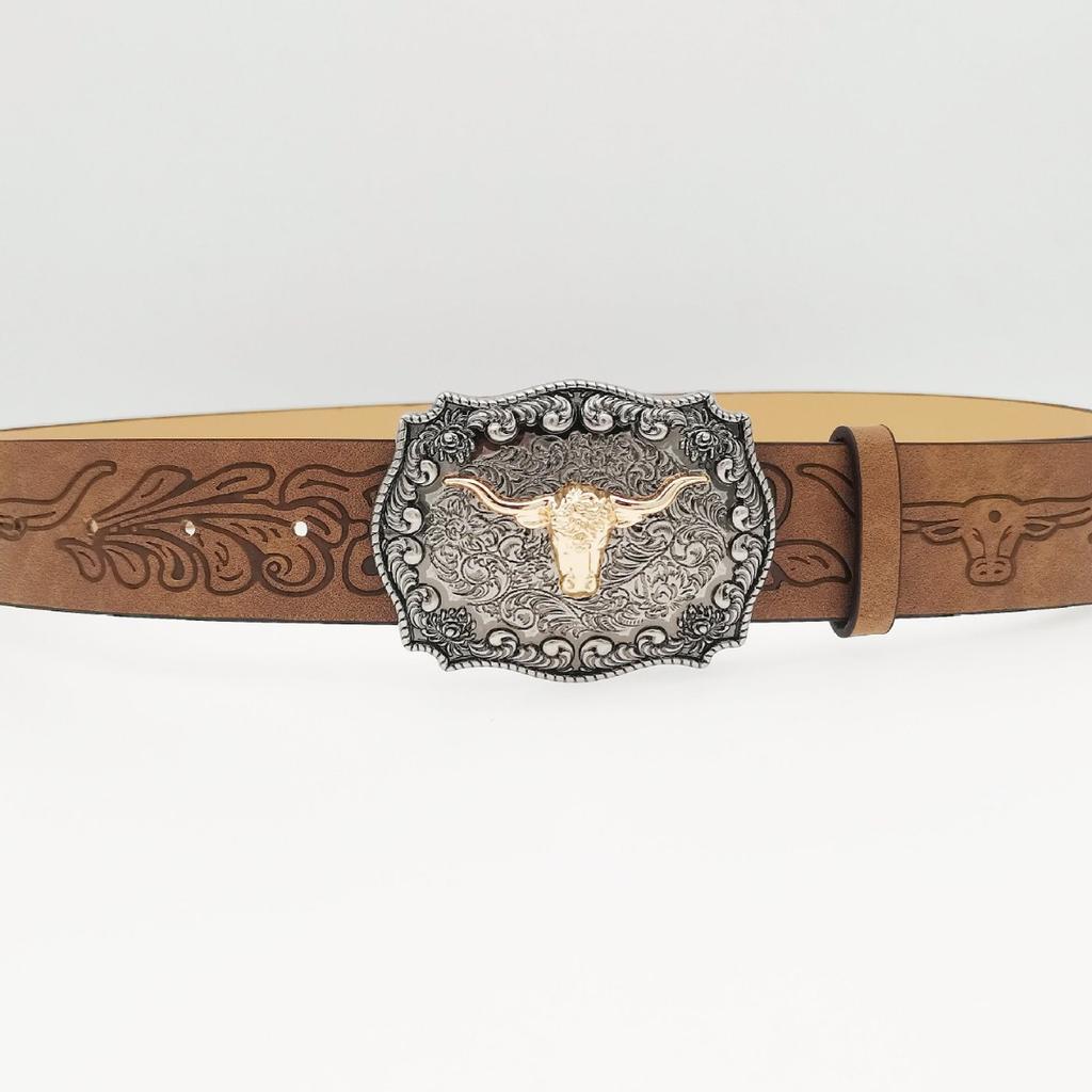 Böhmischer Blumendruck Unisex Gürtel Cowgirl Tier Kuhmuster Vintage Gürtel