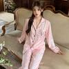 New pajamas women's summer ice silk short-sleeved trousers cardigan high-end silk can be worn outside loungewear suit
