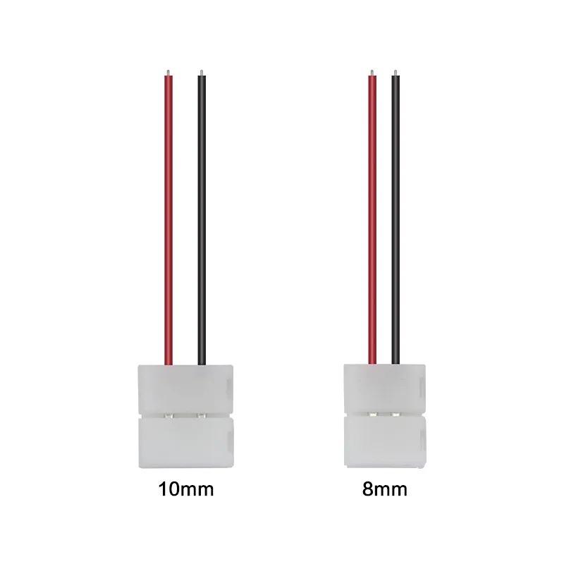 40/50/100PCS 2Pin Connector 8mm 10mm LED Light Conector No Soldering Power Wire Connector for 5050 2835 Single Color Strip Light
