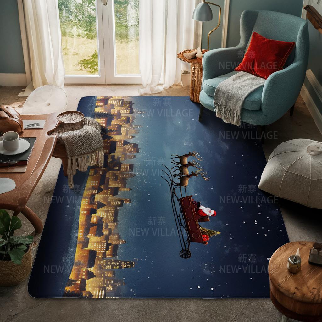 House Entrance Carpet Home Door Mat Living Room Bath Foot Bathroom Non-slip Water Absorption Rugs Bath Merry Christmas Winter