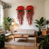 Artificial Floral Arrangement Christmas Poinsettia Hanging Garland, Silk Flowers with Red Berries DIY Ornament And Greenery, 85cm Outdoor Holiday