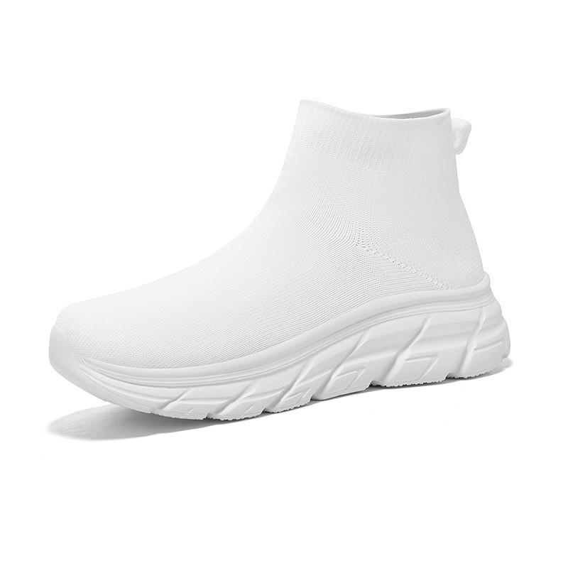 Youth Style Shoes Unisex High-Top Slip-On Sneakers Kids Teens Lightweight Breathable Flyknit Mesh Shoes Comfortable Casual Sport Footwear