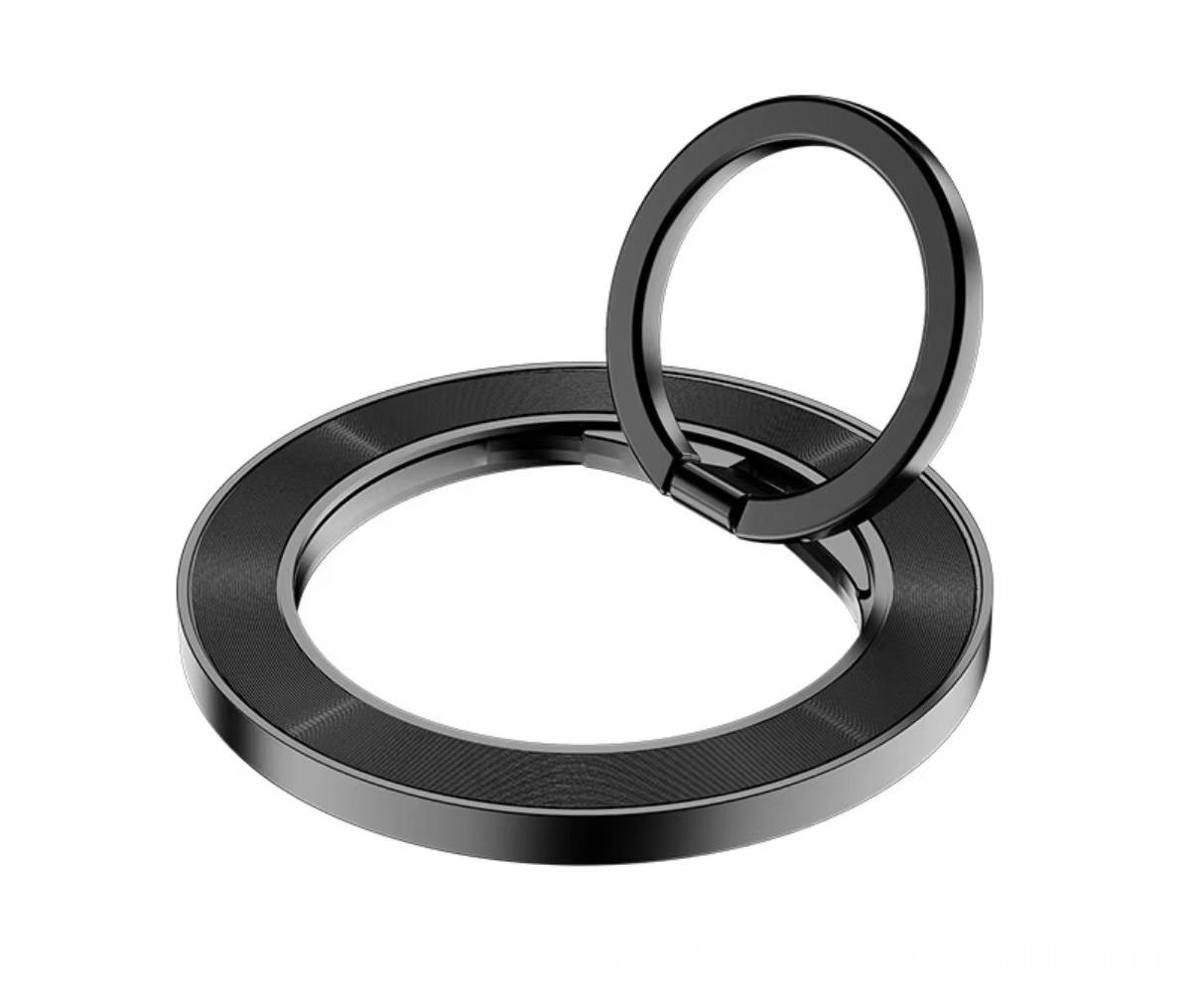 Metal Magnetic Phone Holder with MagSafe & Finger Ring - Alloy Anti-Drop Stand Magnetic Ring чёрный