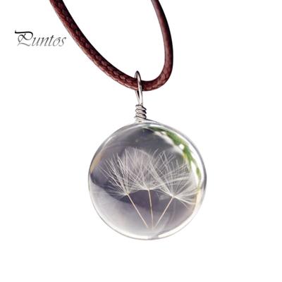 Colier elegant cu pandantiv cu bile de sticlă de păpădie Ornament de agățat pentru interiorul mașinii