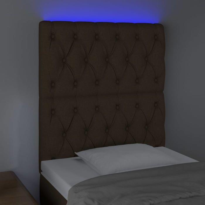 VidaXL Tête de Lit à LED Meuble de Chambre à Coucher Accessoire de Lit Simple Tête de Cadre de Lit Intérieur Marron Foncé 3122737