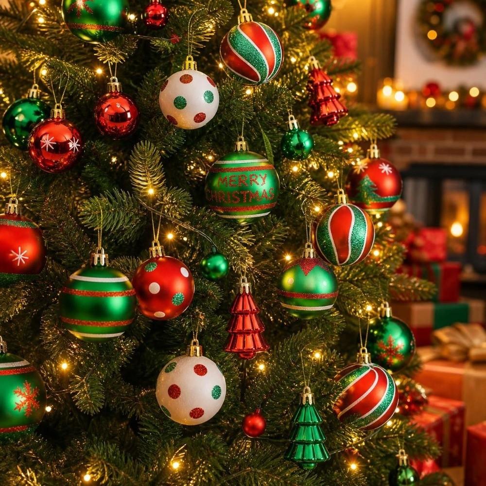 42Pcs/Set Creative Christmas Tree Balls Shiny Xmas Baubles Durable Christmas Ball  Showcase