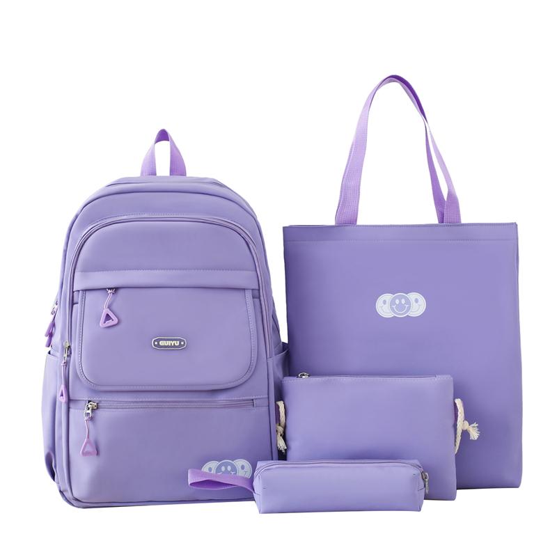 Four-Piece Backpack Set Junior High School Student Schoolbag Women Campus Backpack Large Capacity Backpack