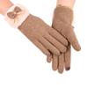 Bow Thickened Suede Gloves Soft Windproof Finger Mittens All-Match Women Anti-cold Gloves  Outdoor