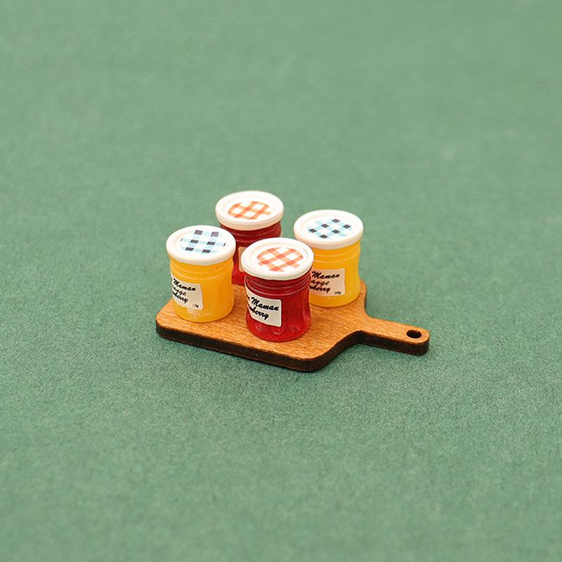 5Pcs/Lot Dollhouse Diy Accessories Miniature Coffee Can Bread Spread Fruit Sauce Jam Food Model Kitchen Decor Toy