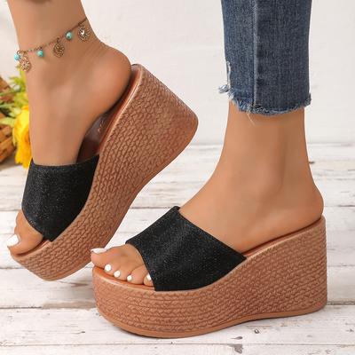 Damen Hausschuhe Neue Sommer Peeptoe Sandalen Hochhackige Plateau Casual Keilabsatz Hausschuhe Outdoor Pantoletten Damen Zapatos De Mujer