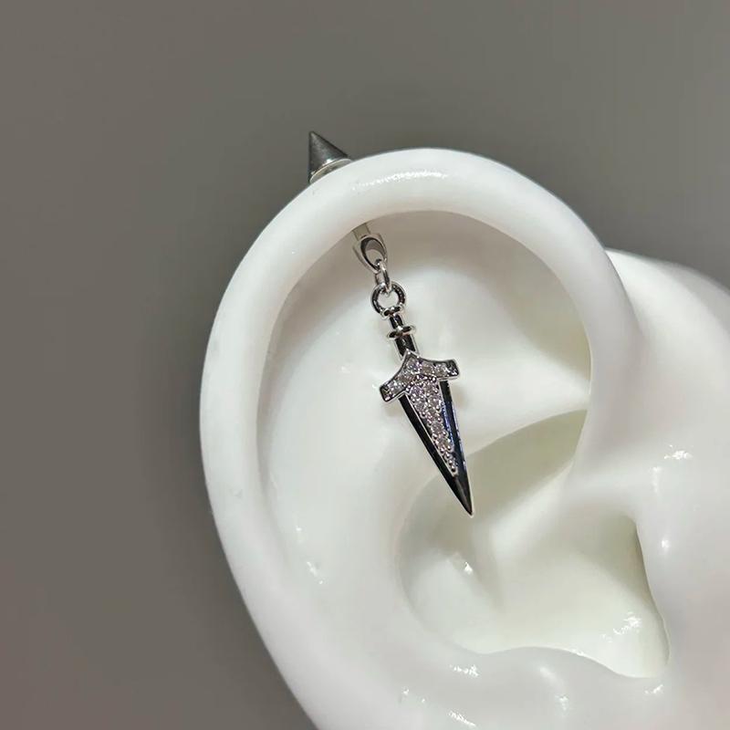 Helix Ear Stud Fashion Versatile Trendy Sword Pendant Ear Bone Nail Stainless Steel Earrings for Women Body Puncture Accessories