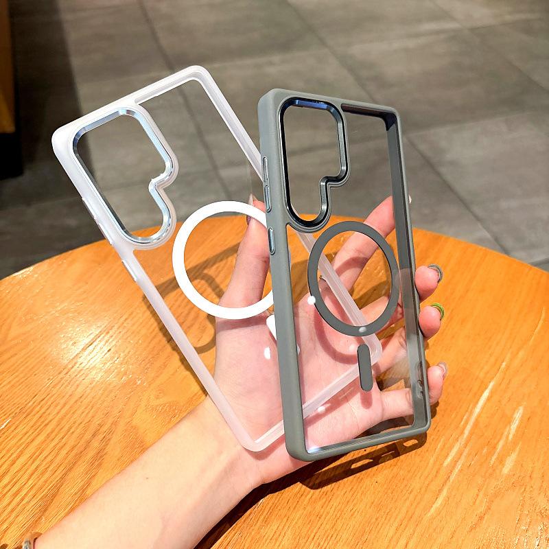 Gold Shield Magnetic Suction Suitable for New Samsung S25Utra Mobile Phone Case S24 Full-pack Magnetic Suction Protective Case Metal Camera Frame