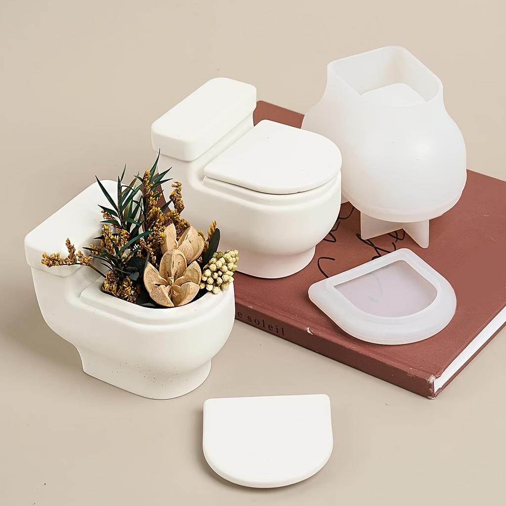 Silicone Resin Casting Molds for Candle Holder and Storage - Toilet Shape, DIY Handmade Craft Mold - for Home Decor Enthusiasts