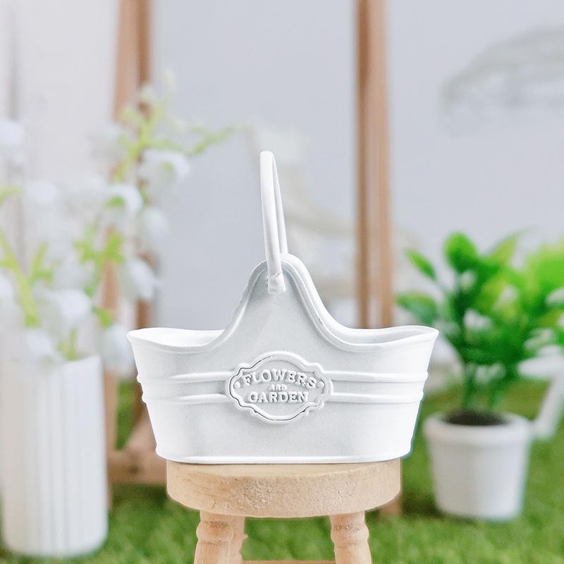 Dollhouse Flower Bucket Basket/Watering Kettle Sprinkler Flower Gardening Shower Simulation Miniatures Landscape DIY Decoration