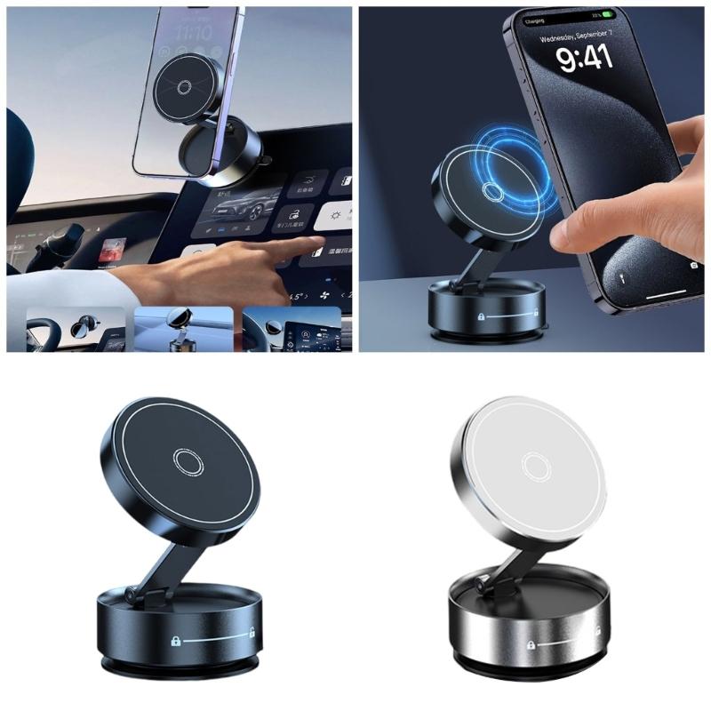 Portable Secure Magnetic Car Phone Bracket Holder with Vacuum Suction for Navigation Video Calls Safe Driving Experience