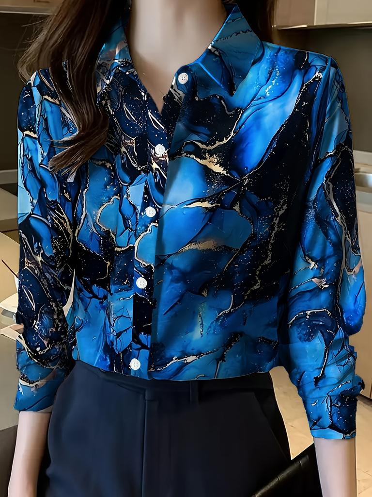 Reversdesign Damenhemd Temperament Leopardenmuster Langarm Hemd mit Knöpfen Party Pendler Mode Damen