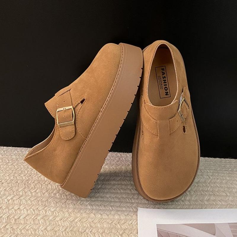Fashion Thick Bottom Round Head Needle Buckle Plus Cotton Warm Fashion All Comfortable Non-slip Breathable Casual Women's Single Shoes