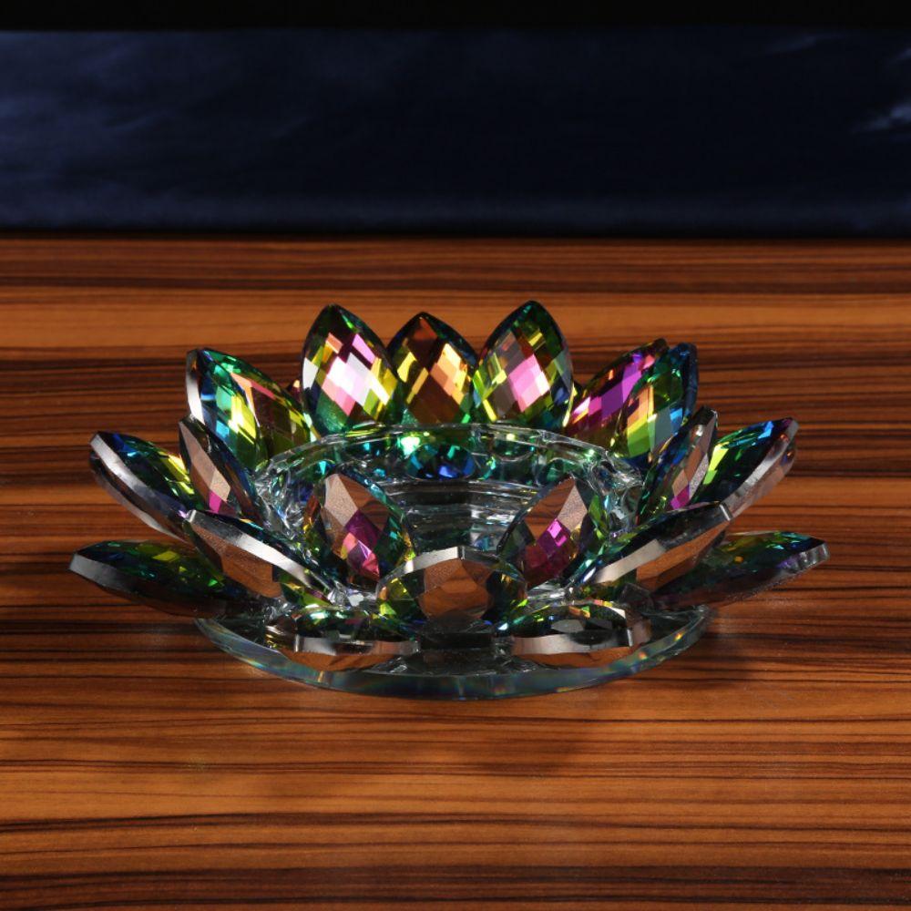Thicken Lotus Candle Holder Colorful Crystal Lotus Candlestick Wedding Party Decor