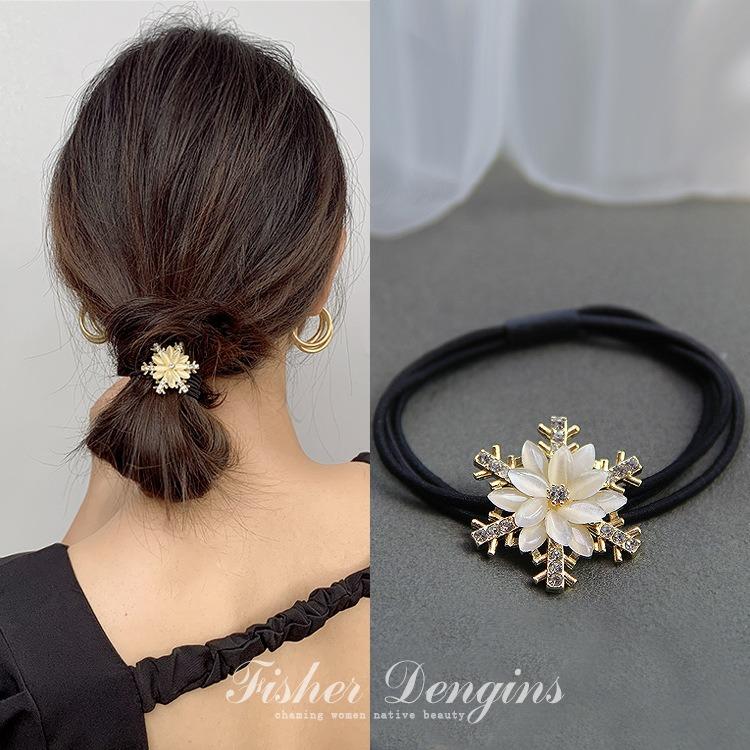 Korean Rhinestone Elegant Scrunchies Women Girls Elastic Hair Rubber Band Accessories Tie Hair Ring Rope Headdress