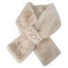 Elegant Solid Color Plush Cross Scarf Imitation Pearl Winter Warmer Neck Scarf Comfortable Neck Warmer Evening