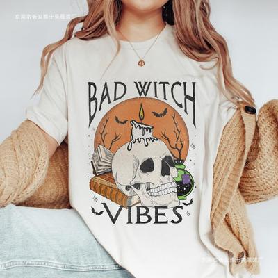 Damen Halloween Bedrucktes T-Shirt Kurzarm Harajuku Stil Grafik-T-Shirt Oversized Sommer Fa Kleidung für Damen