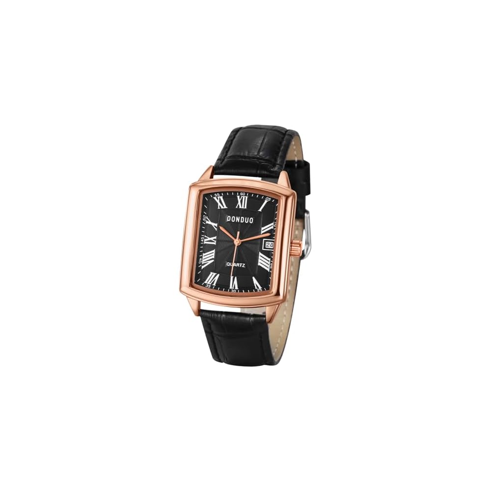 Seiko Men s Square Leather Watch Waterproof Quartz Black Business Casual Timepiece with Roman Numerals