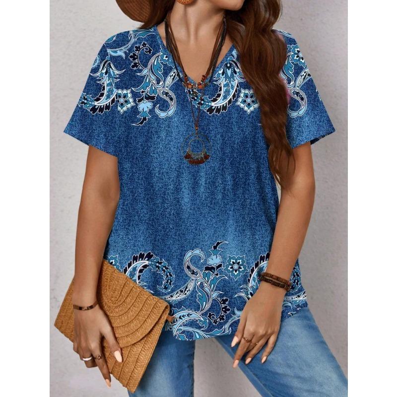 Summer Women's T Shirt Print Casual Short Sleeve 3d T Shirts Fashion Streetwear V Neck Pullover Female Clothing Shirt