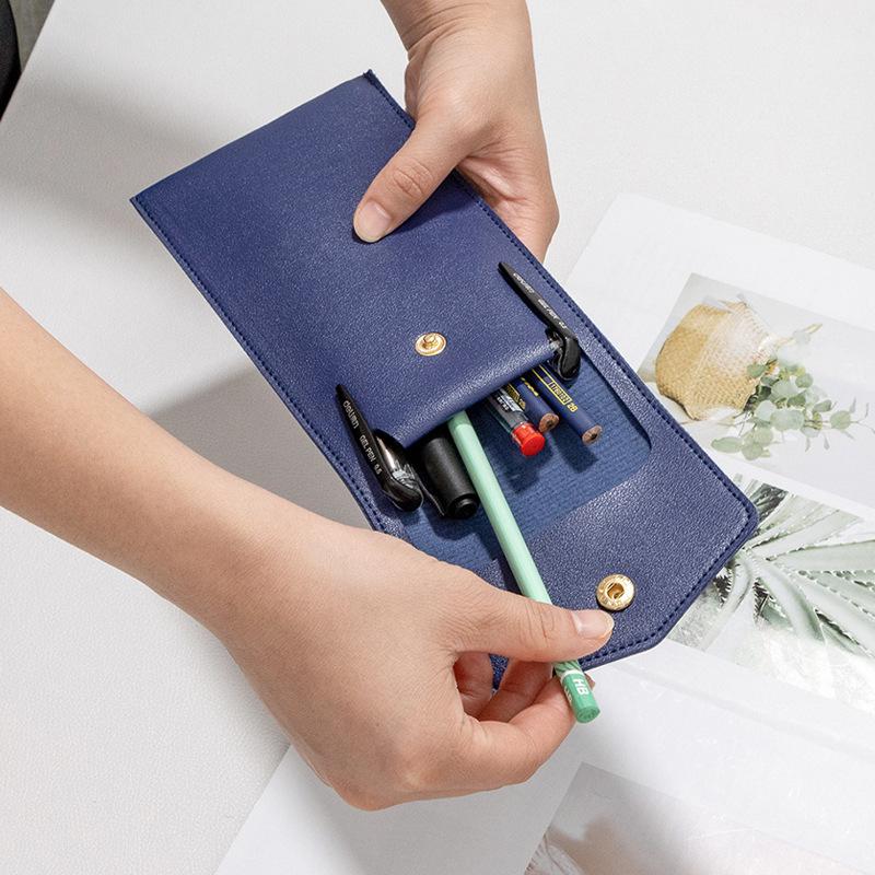 Large Capacity PU Leather Ballpoint Pen & Glasses Storage Bag