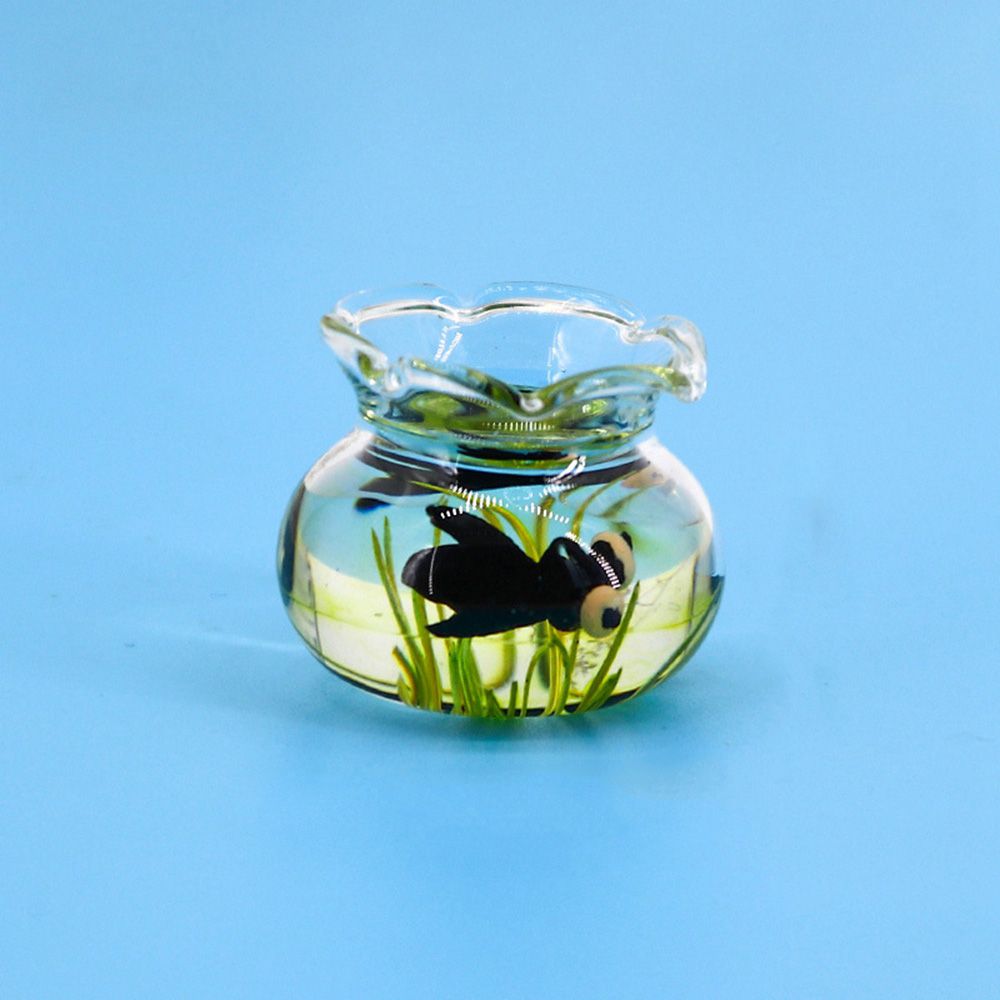 4 Styles 1/12 Home Ornaments Glass Fish Tank Doll House Ornament Dollhouse Decals Bowl Aquarium