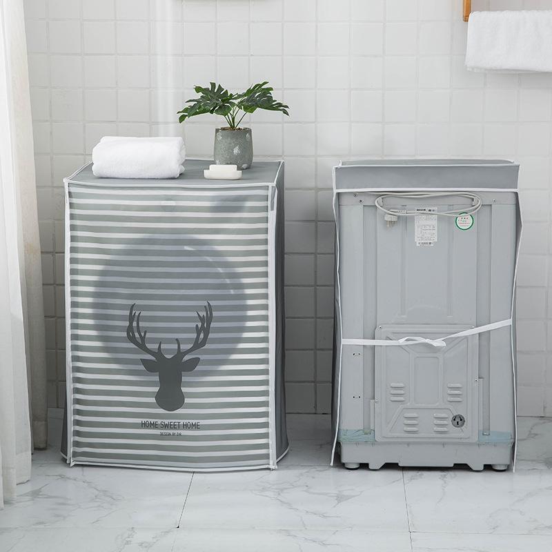 Full Coverage Washing Machine Cover for Home Front Load and Tabletop Washers, Striped Deer Pattern