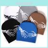 Street Style Skull Hand Knit Hat With Warm Acrylic For Men And Women