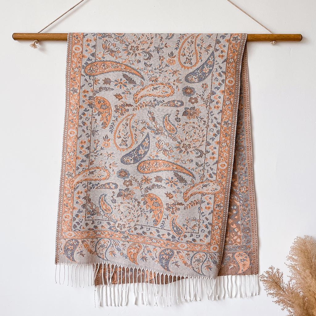 Women Autumn and Winter Popular Imitation Cashmere Scarves Ethnic Style Shawl Cloak Thickened Warm Coldproof Tassel Female Scarf