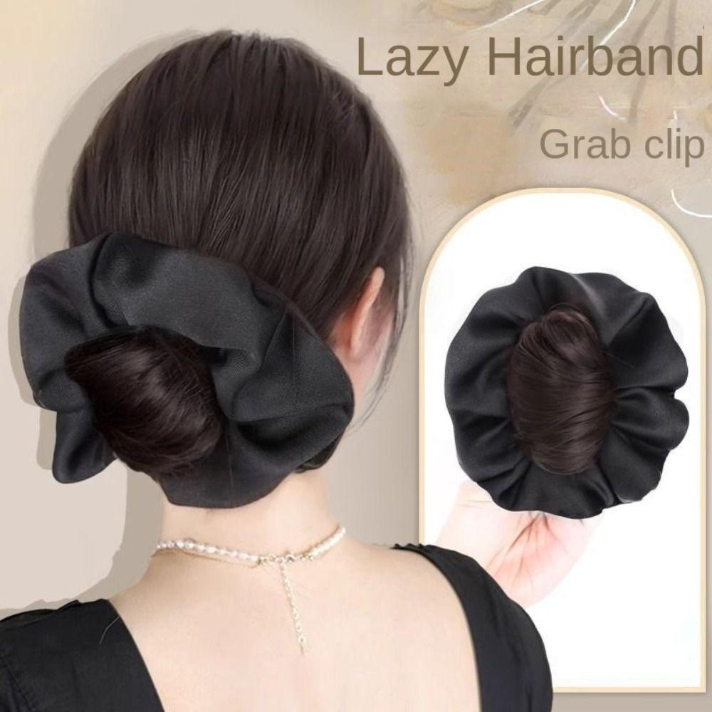 Hair Ties Synthetic Hair Bun Korean Style Scrunchie Chignon Flower Bud Head Ball Head Wig  Daily
